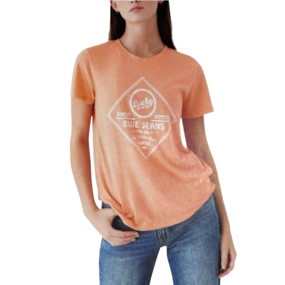 Lucky Brand Women's Peach Graphic Tee